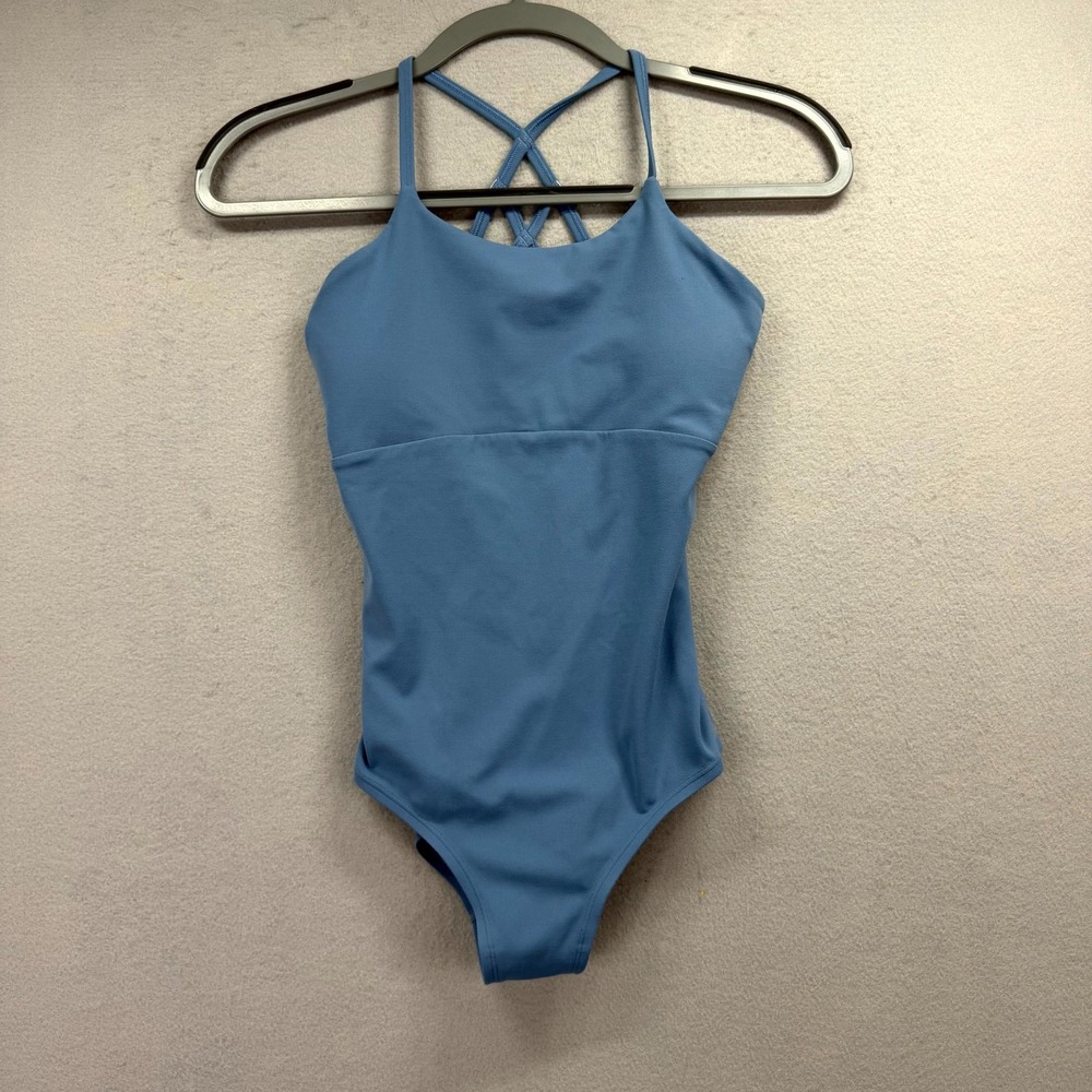 Athleta Girl‎ Got Your Back Leotard Girls XL 14 Blue Strappy Gymnastics Dance